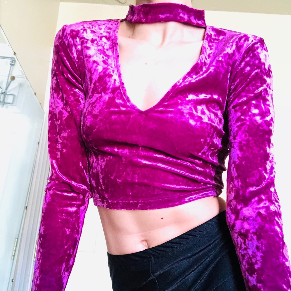 Crushed velvet crop top